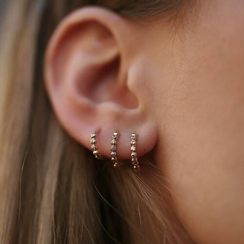 By Golden House - Topik Mini Halka Küpeler