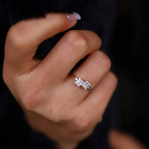 By Golden House - Twin Baget Pırlanta Yüzük