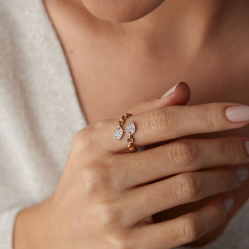 By Golden House - Twin Drops Pırlanta Yüzük