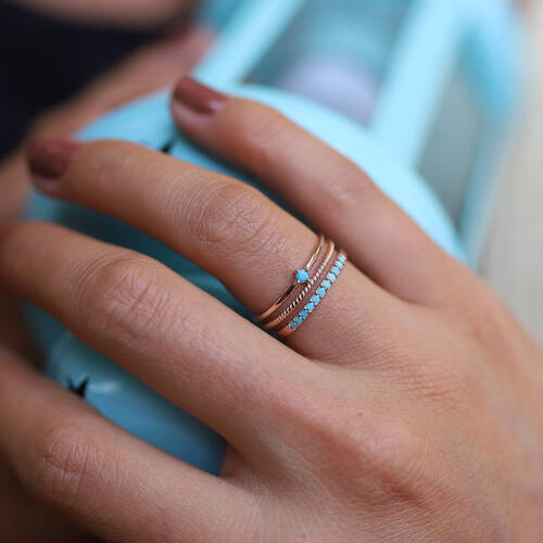 By Golden House - Üç Kollu Firuze Yüzük
