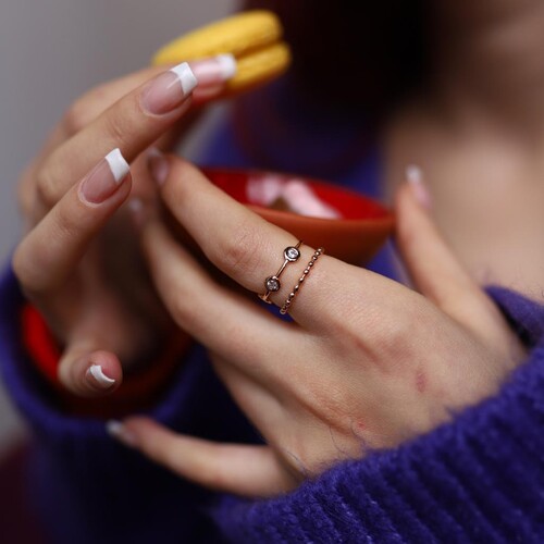 By Golden House - Üç Tohum Taşlı Yüzük Kombin (1)