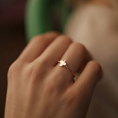 By Golden House - Üç Yapraklı Yonca Yüzük