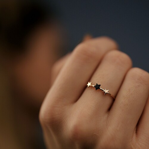By Golden House - Üç Yıldız Yüzük By Golden House - Üç Yıldız Yüzük