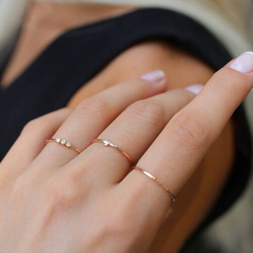 By Golden House - Üçlü Kombin Yüzük