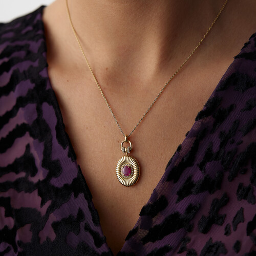 By Golden House - Vintage Ruby Pırlanta Kolye