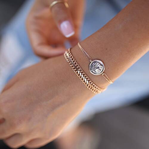 By Golden House - Viyana Örgü ve Para Madalyon Bileklik