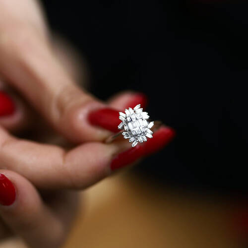 By Golden House - Wedding Asimetri Baget Yüzük