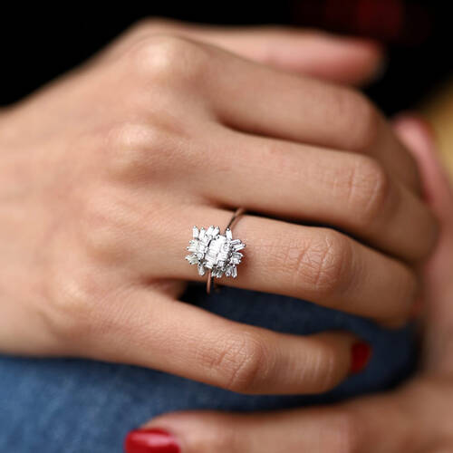 By Golden House - Wedding Asimetri Baget Yüzük (1)