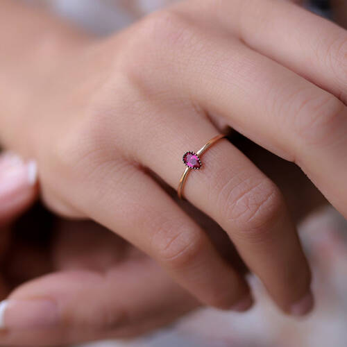 By Golden House - Yakut Rengi Damla Yüzük (1)