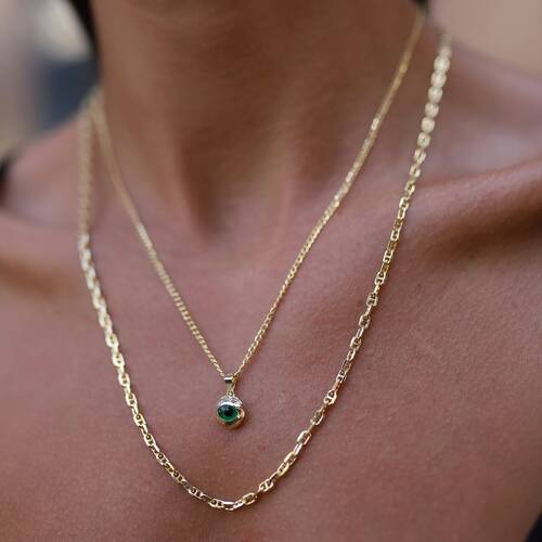 By Golden House - Yeşil Nostalji Göz Kolye