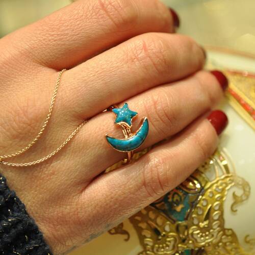 By Golden House - Yıldız Arizona Firuze Yüzük (1)