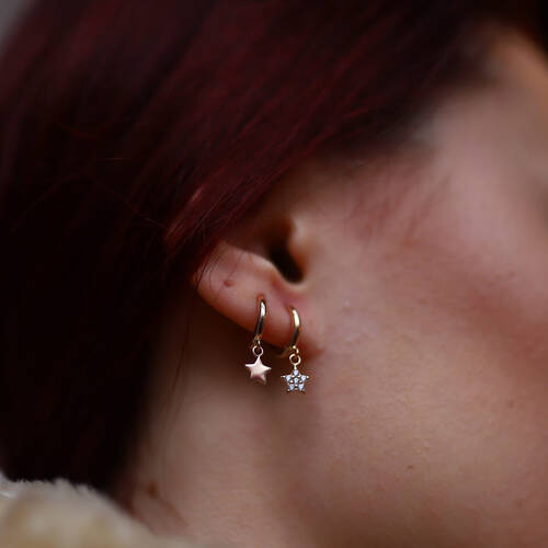 By Golden House - Yıldız Sallantılı Halka Küpe