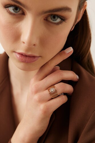 By Golden House - Yuvarlak Kafes Pırlanta Yüzük