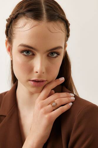 By Golden House - Yuvarlak Kafes Pırlanta Yüzük (1)