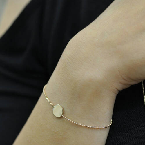 By Golden House - Yuvarlak Plaka Bileklik