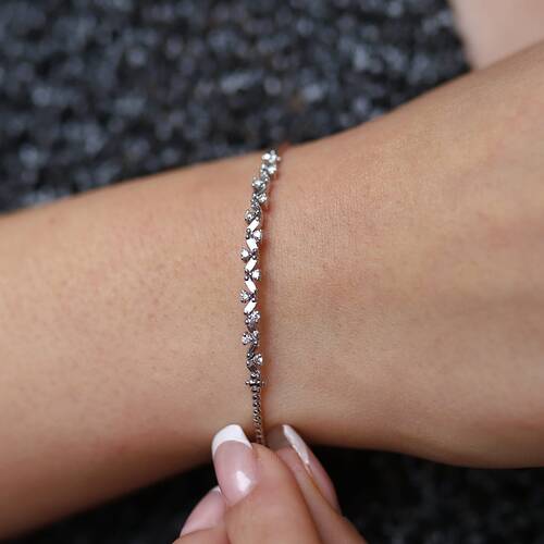 By Golden House - Zikzak Baget Pırlanta Bileklik