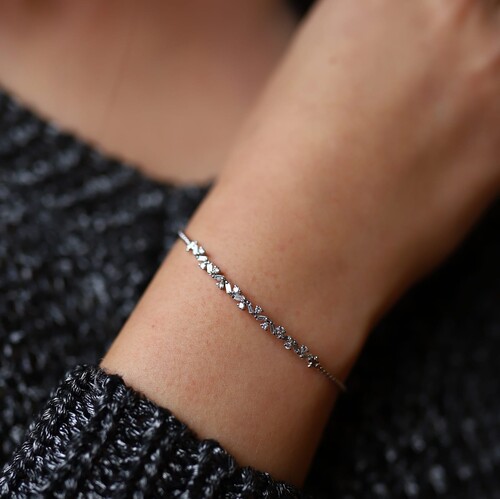 By Golden House - Zikzak Baget Pırlanta Bileklik (1)