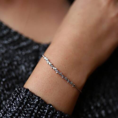 By Golden House - Zikzak Baget Pırlanta Bileklik (1)