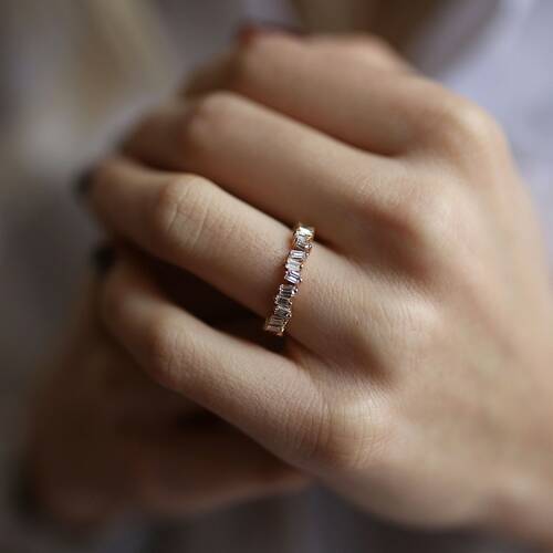 By Golden House - Zikzak Baget Pırlanta Yüzük