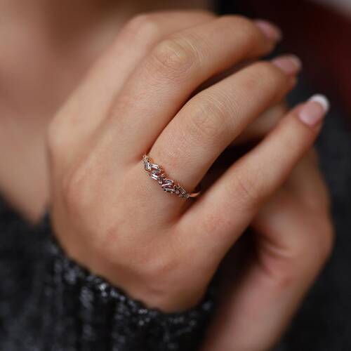 By Golden House - Zikzak Baget Pırlanta Yüzük (1)