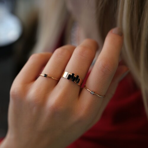 By Golden House - Zikzak Baget ve Mini Tek Taş Kombin By Golden House - Zikzak Baget ve Mini Tek Taş Kombin