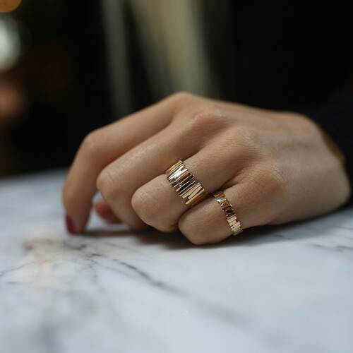 By Golden House - Zikzak Kalın Yüzük (1)