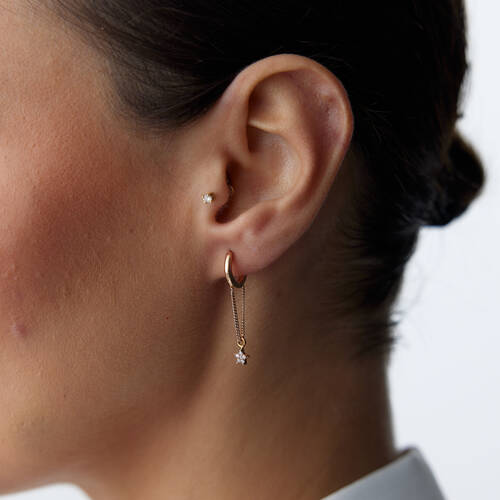 By Golden House - Zincirli Yıldız Sallantılı Küpe (1)