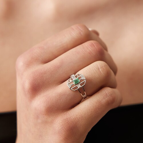 By Golden House - Zümrüt Cream Pırlanta Yüzük By Golden House - Zümrüt Cream Pırlanta Yüzük