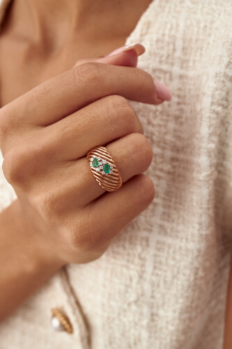 By Golden House - Zümrüt Kafes Pırlanta Yüzük By Golden House - Zümrüt Kafes Pırlanta Yüzük