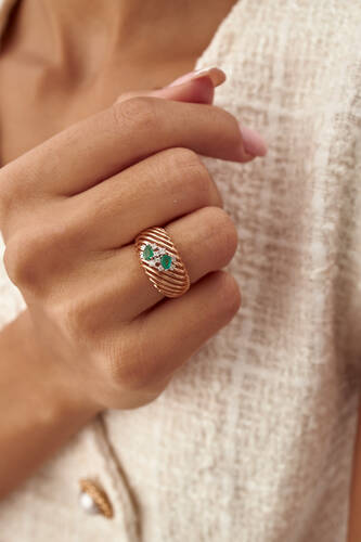 By Golden House - Zümrüt Kafes Pırlanta Yüzük